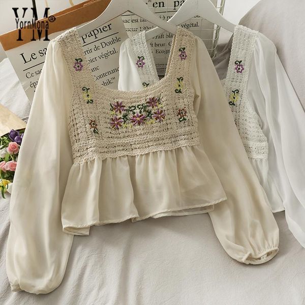 women's blouses & shirts yornmona 2021 spring summer vintage crochet hollow out transparent blouse shirt casual long sleeve women chiff, White
women's blouses & shirts yornmona 2021 spring summer vintage crochet hollow out transparent blouse shirt casual long sleeve women chiff, White