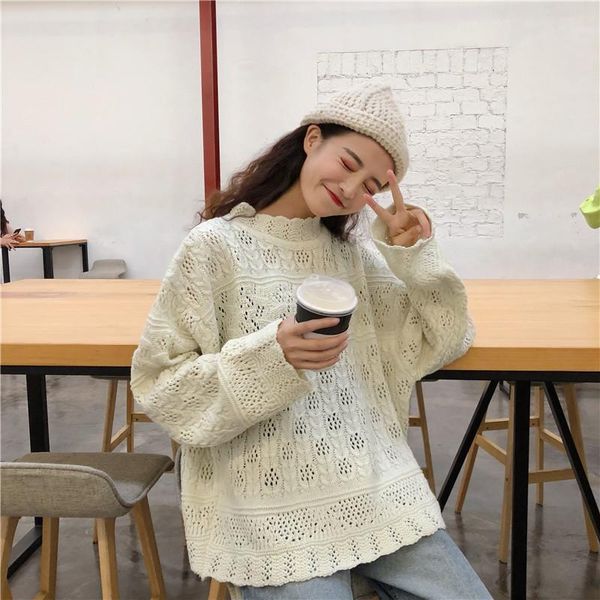 women's knit sweater 2021 korean half-neck bat sleeve openwork knitwear spring autumn long casual a sweaters, White;black
women's knit sweater 2021 korean half-neck bat sleeve openwork knitwear spring autumn long casual a sweaters, White;black