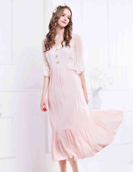 women's sleepwear elegant pink long home lady female lace embroidery half sleeve nightgown women v-neck sleepwear 6diz, Black;red
women's sleepwear elegant pink long home lady female lace embroidery half sleeve nightgown women v-neck sleepwear 6diz, Black;red
