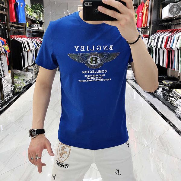 w0598 summer new fashion brand men's mercerized cotton letter printing drilling short sleeve slim fit t-shirt men's fashion, White;black
w0598 summer new fashion brand men's mercerized cotton letter printing drilling short sleeve slim fit t-shirt men's fashion, White;black