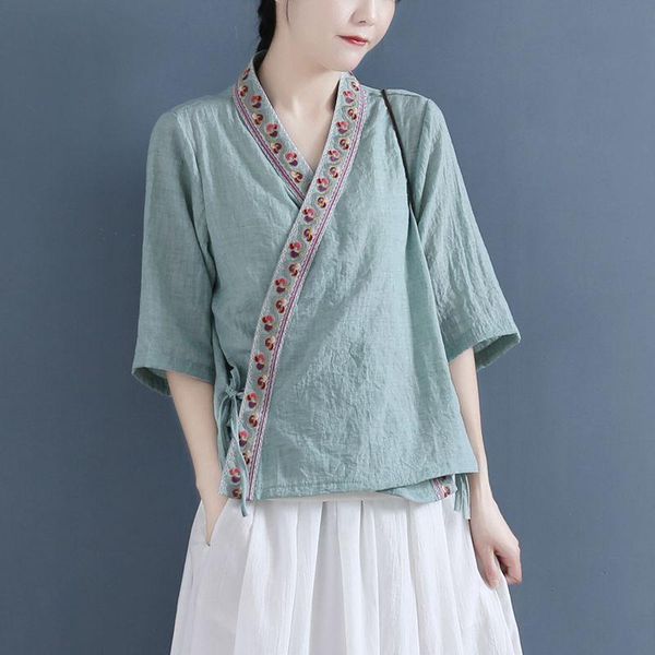 women's blouses & shirts cotton 2021 women shirt summer cardigan embroidery v neck fashion half sleeve casual blouse yoyikamomo, White
women's blouses & shirts cotton 2021 women shirt summer cardigan embroidery v neck fashion half sleeve casual blouse yoyikamomo, White