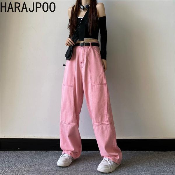 women's jeans harajpoo women pants pink summer korean ins high street japanese retro loose waist thin wide leg straight trousers, Blue
women's jeans harajpoo women pants pink summer korean ins high street japanese retro loose waist thin wide leg straight trousers, Blue