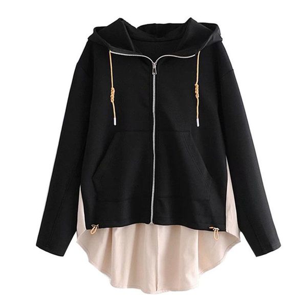 women's hoodies & sweatshirts seebeautiful irregular stitching loose sweatshirt hooded long sleeve zipper hit color fashion 2021 autumn, Black
women's hoodies & sweatshirts seebeautiful irregular stitching loose sweatshirt hooded long sleeve zipper hit color fashion 2021 autumn, Black