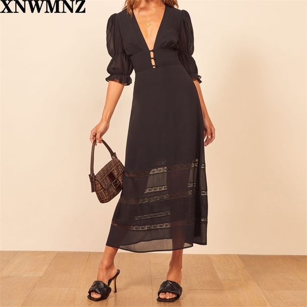 black deep v neck buttons long dresses elegant chiffon half sleeve ruffles dress women holiday vestidos 210520, Black;gray
black deep v neck buttons long dresses elegant chiffon half sleeve ruffles dress women holiday vestidos 210520, Black;gray
