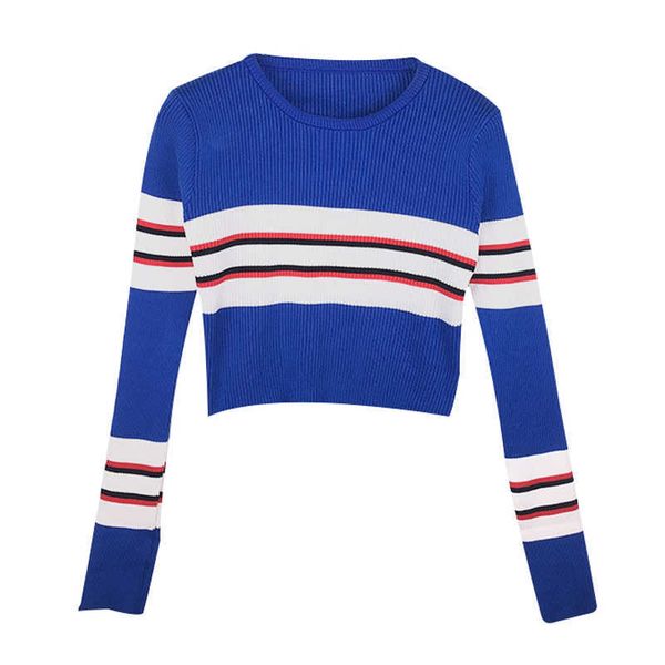perhaps u women blue white o neck long sleeve striped knitted short b0197 210529, White;black
perhaps u women blue white o neck long sleeve striped knitted short b0197 210529, White;black