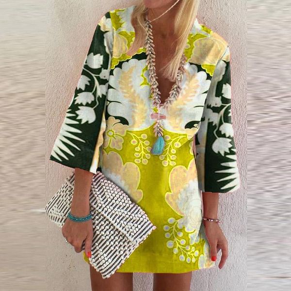 casual dresses 2021 vintage floral print loose fashion summer beach a-line dress elegant v-neck women mini party vestidos, Black;gray
casual dresses 2021 vintage floral print loose fashion summer beach a-line dress elegant v-neck women mini party vestidos, Black;gray