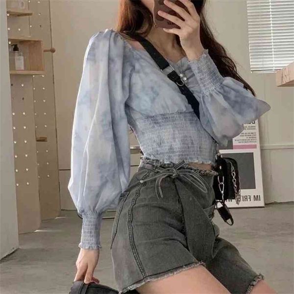 foridol elegant long sleeve summer spring blouse shirt women tie dye crop pink short blusas de mujer 210415, White
foridol elegant long sleeve summer spring blouse shirt women tie dye crop pink short blusas de mujer 210415, White