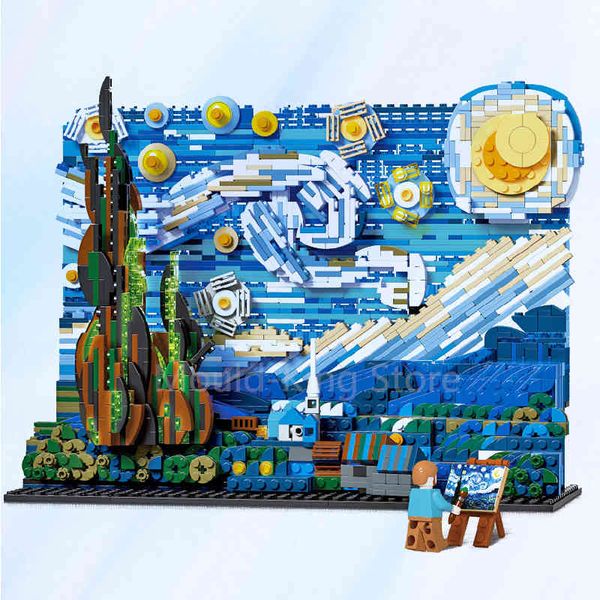 new moc starry night van gogh art reproduction print building blocks home decoration diy bricks set for kids child gift q1214
new moc starry night van gogh art reproduction print building blocks home decoration diy bricks set for kids child gift q1214