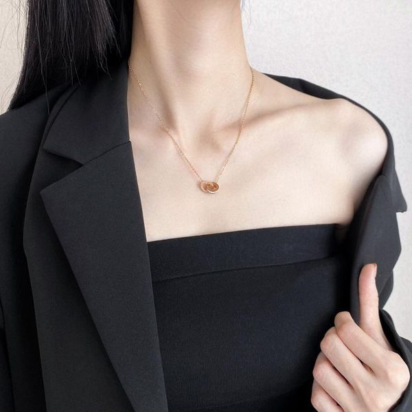 pendant necklaces light much wind 2-ring titanium steel necklace set auger love simple hearts stainless chain of clavicle female personality, Silver
pendant necklaces light much wind 2-ring titanium steel necklace set auger love simple hearts stainless chain of clavicle female personality, Silver