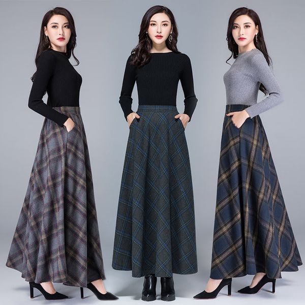 skirts autumn and winter thickened tweed high slim versatile pocket elastic waist a-line large swing skirt, Black
skirts autumn and winter thickened tweed high slim versatile pocket elastic waist a-line large swing skirt, Black