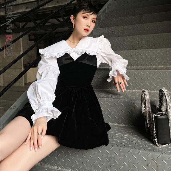 women black velour patchwork ball gown dress v-neck sleeveless loose fit fashion tide spring summer 2f0226 210507, Black;gray
women black velour patchwork ball gown dress v-neck sleeveless loose fit fashion tide spring summer 2f0226 210507, Black;gray