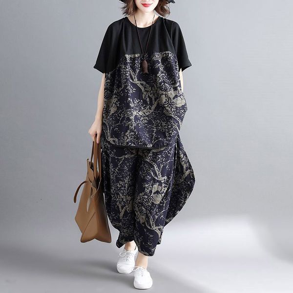 two piece dress retro casual fashion set cotton linen summer woman plus size abstract printing t shirt+wide leg pants f1174 wzna, White
two piece dress retro casual fashion set cotton linen summer woman plus size abstract printing t shirt+wide leg pants f1174 wzna, White