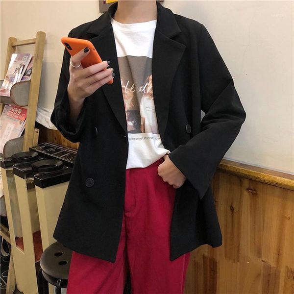 women's suits & blazers long-sleeved solid black color small tide loose coat office lady work style double breasted blazer1 1yul, White;black
women's suits & blazers long-sleeved solid black color small tide loose coat office lady work style double breasted blazer1 1yul, White;black