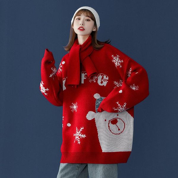 women's sweaters christmas bear sweater autumn and winter 2021 loose lazy style oversize couple knit top, White;black
women's sweaters christmas bear sweater autumn and winter 2021 loose lazy style oversize couple knit top, White;black