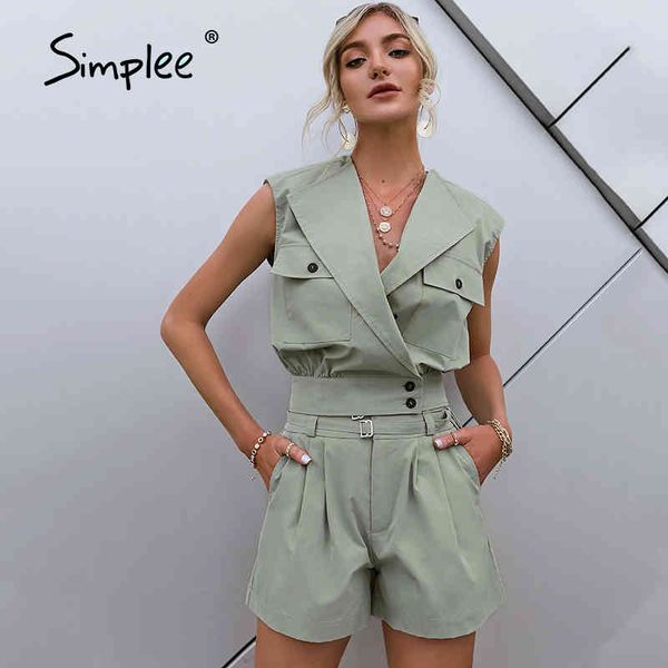 high street lapel romper women summer sleeveless belt fashon solid casual rompers spring short playsuit streetwear 210414, Black;white
high street lapel romper women summer sleeveless belt fashon solid casual rompers spring short playsuit streetwear 210414, Black;white