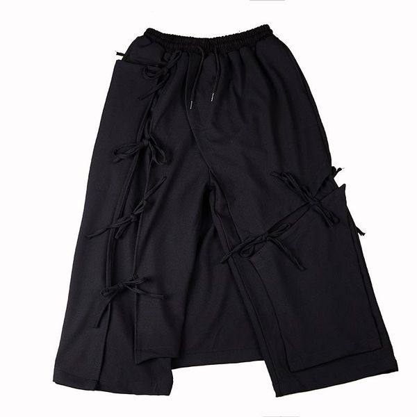 men's pants dark personality designer tassel bandage irregular wide-leg men's asymmetric trousers skirt lace-up, Black
men's pants dark personality designer tassel bandage irregular wide-leg men's asymmetric trousers skirt lace-up, Black