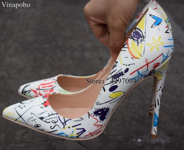dress shoes vinapobo brand woman high heels pumps white graffiti 12cm women wedding pump big size 43, Black
dress shoes vinapobo brand woman high heels pumps white graffiti 12cm women wedding pump big size 43, Black