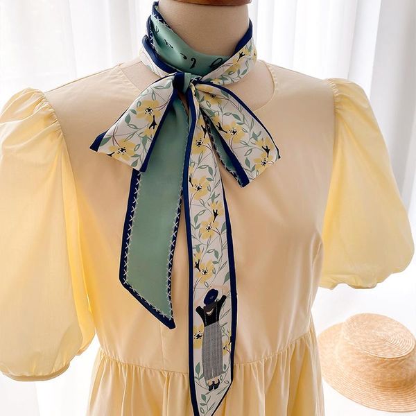 scarves satin print small scarf women riband handle bags narrow long wrist ribbon fashion hair band & wraps sj411, Blue;gray
scarves satin print small scarf women riband handle bags narrow long wrist ribbon fashion hair band & wraps sj411, Blue;gray