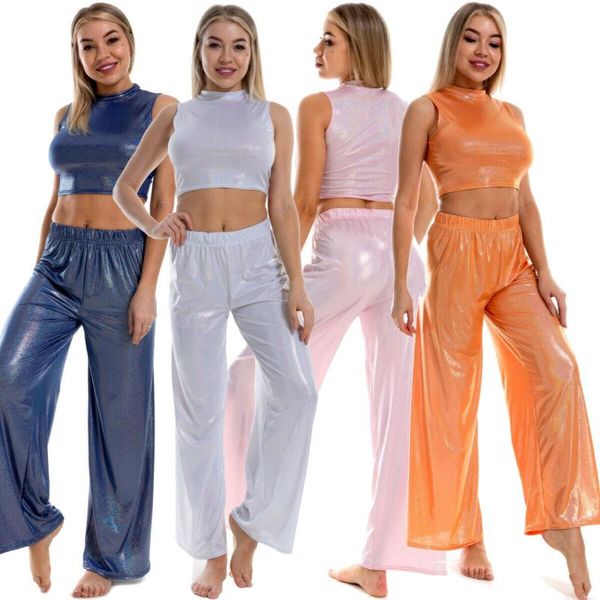 women's two piece pants 2pcs/set fashion women pvc leather sleeveless loose long trousers dance club clothes set sportswear gym outfit, White
women's two piece pants 2pcs/set fashion women pvc leather sleeveless loose long trousers dance club clothes set sportswear gym outfit, White