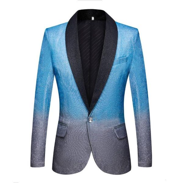 men's suits & blazers 2021 men suit fashion gradient color shiny sky blue prom costume style blazer male wedding clothing high-end, White;black
men's suits & blazers 2021 men suit fashion gradient color shiny sky blue prom costume style blazer male wedding clothing high-end, White;black