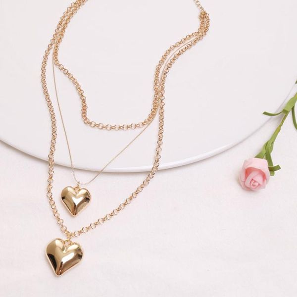 pendant necklaces ladies golden geometric punk retro multilayer heart-shaped necklace bracelet earring, Silver
pendant necklaces ladies golden geometric punk retro multilayer heart-shaped necklace bracelet earring, Silver