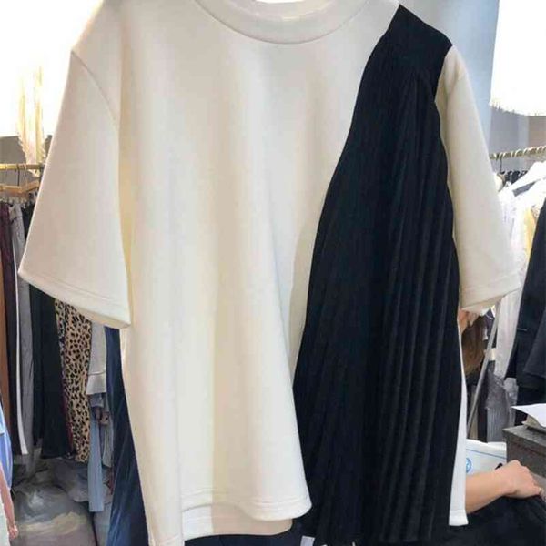 neploe women pleated side spliced hit color chiffon t-shirt new round neck long sleeve tees fashion loose female 1a742 210401, White
neploe women pleated side spliced hit color chiffon t-shirt new round neck long sleeve tees fashion loose female 1a742 210401, White