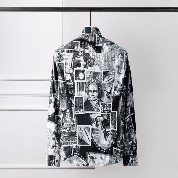 men's casual shirts mens autumn personality printed long sleeve turn-down collar slim single breasted designer shirt fashion, White;black
men's casual shirts mens autumn personality printed long sleeve turn-down collar slim single breasted designer shirt fashion, White;black