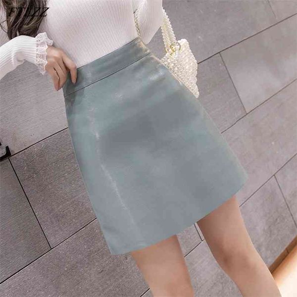 summer arrival ladies high waist a-line solid black pu leather short skirt female street mini 210430
summer arrival ladies high waist a-line solid black pu leather short skirt female street mini 210430