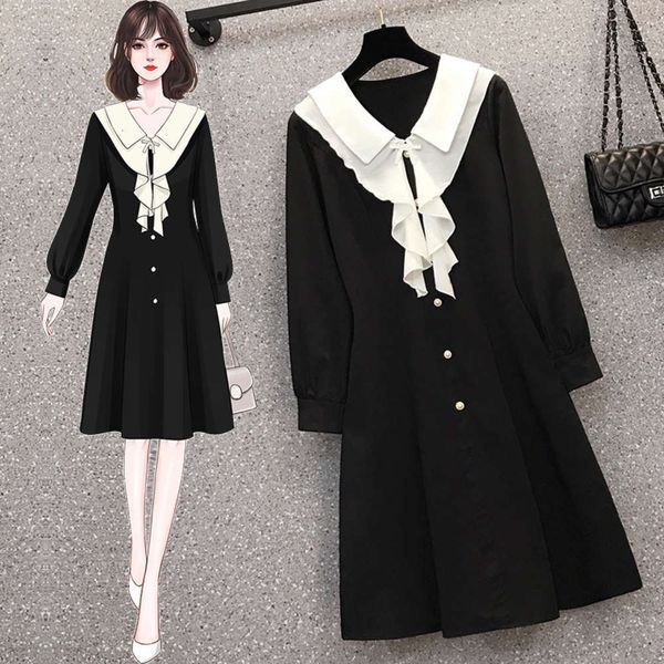 casual dresses dress large women's french show thin baby collar q07v, Black;gray
casual dresses dress large women's french show thin baby collar q07v, Black;gray