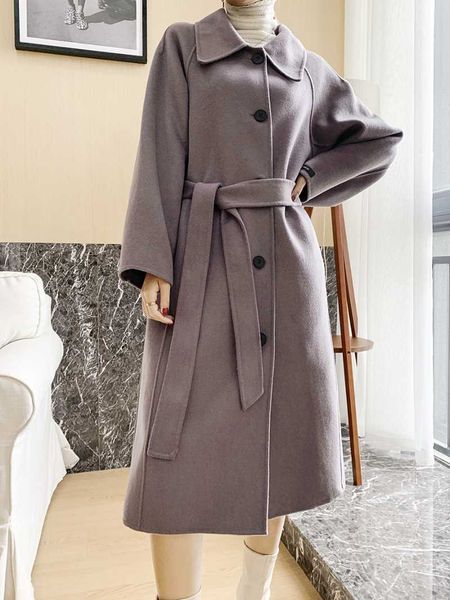 women's wool & blends 2021 autumn winter double-sided solid color single breasted lapel temperament outerwear over knee thick high-qual, Black
women's wool & blends 2021 autumn winter double-sided solid color single breasted lapel temperament outerwear over knee thick high-qual, Black