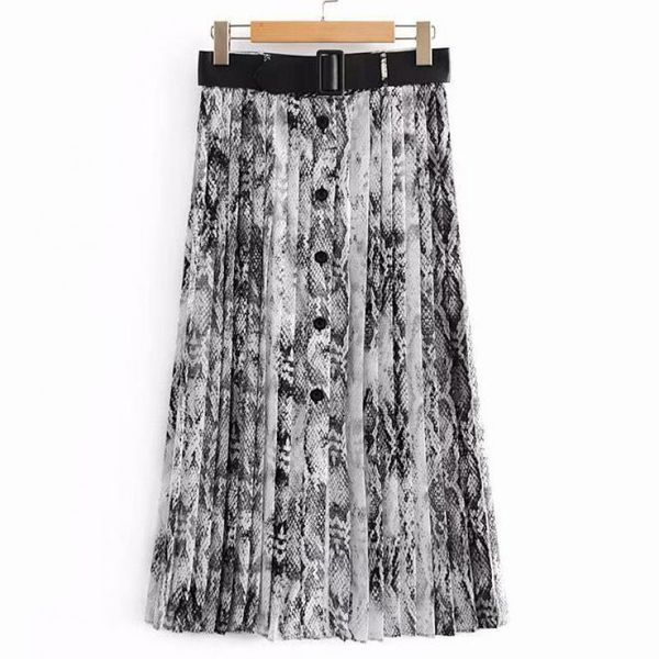 skirts women chic snake print pleated skirt animal pattern sashes buttons decorate faldas mujer vintage casual mid calf a261, Black
skirts women chic snake print pleated skirt animal pattern sashes buttons decorate faldas mujer vintage casual mid calf a261, Black