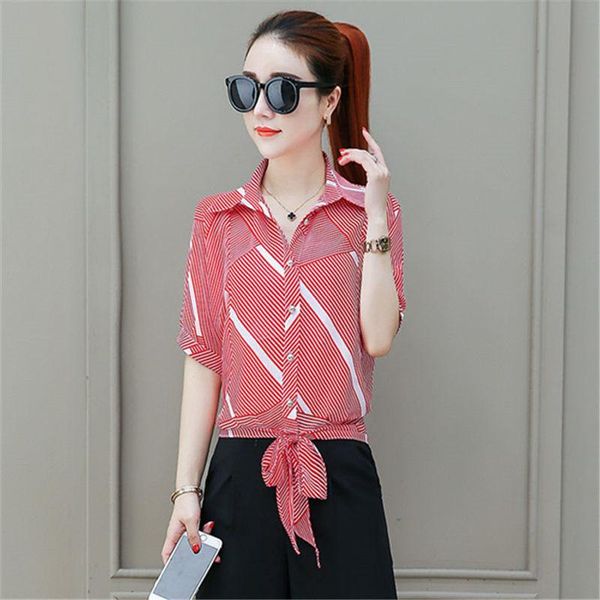women spring summer blouse shorts short sleeve striped turn-down collar red black shirts dd2589 women's blouses &, White
women spring summer blouse shorts short sleeve striped turn-down collar red black shirts dd2589 women's blouses &, White