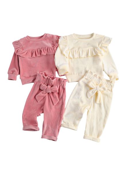 clothing sets 2021 toddler baby girls smooth velvet outfit round neck ruffle trim + elastic waist bowknot pant clothes 0-12months, White
clothing sets 2021 toddler baby girls smooth velvet outfit round neck ruffle trim + elastic waist bowknot pant clothes 0-12months, White