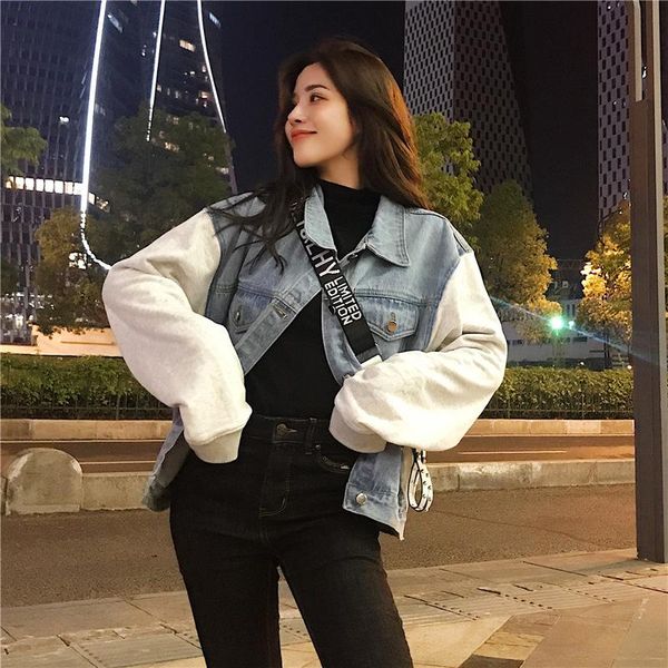 women's jackets autumn winter women denim patchwork turn-down collar outerwear high street fashionable jeans y310, Black;brown
women's jackets autumn winter women denim patchwork turn-down collar outerwear high street fashionable jeans y310, Black;brown