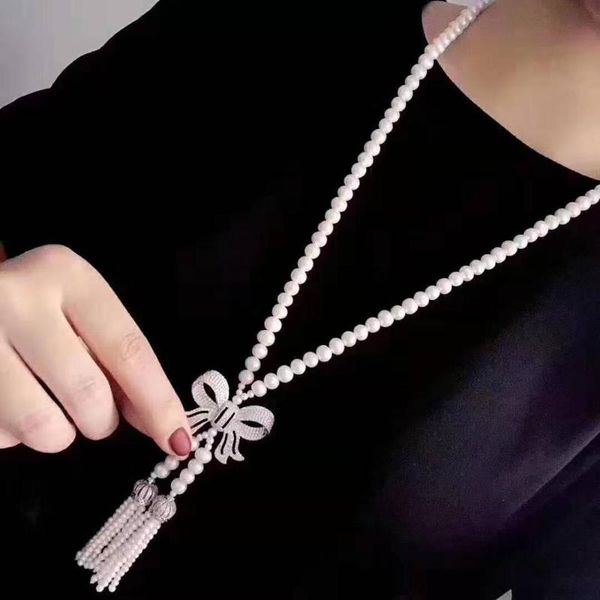 chains women's fashion jewelry micro inlaid zircon bow accessories 3-4-5-6-7-8-9mm freshwater pearl tassel pendant necklace, Silver
chains women's fashion jewelry micro inlaid zircon bow accessories 3-4-5-6-7-8-9mm freshwater pearl tassel pendant necklace, Silver