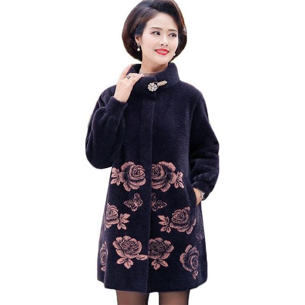 women's wool & blends winter jacket print waterproof mink coat women mid long middle-age loose casual fashion female woolen outwear plu, Black
women's wool & blends winter jacket print waterproof mink coat women mid long middle-age loose casual fashion female woolen outwear plu, Black