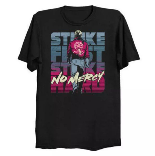 r1 no mercy the cobra kai johnny lawrence from karate kid black t-shirt s-6xl, White;black
r1 no mercy the cobra kai johnny lawrence from karate kid black t-shirt s-6xl, White;black