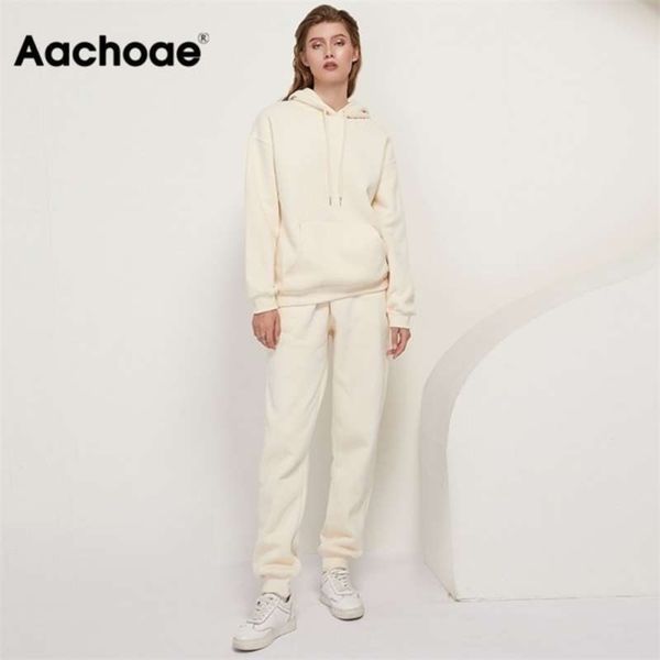 aachoae solid 100% cotton suits women set fleece pullover hooded hoodies sweatshirts casual pants tracksuit plus size 210925, White
aachoae solid 100% cotton suits women set fleece pullover hooded hoodies sweatshirts casual pants tracksuit plus size 210925, White