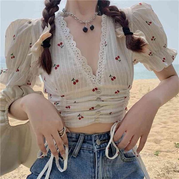 cherry crushed floral chiffon shirt women's summer design sense niche short v collar bubble sleeves short-sleeved 210529, White
cherry crushed floral chiffon shirt women's summer design sense niche short v collar bubble sleeves short-sleeved 210529, White