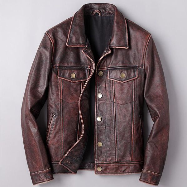 men's leather & faux 2021 vintage brown spring casual jacket single breasted plus size xxxxl genuine cowhide coat, Black
men's leather & faux 2021 vintage brown spring casual jacket single breasted plus size xxxxl genuine cowhide coat, Black