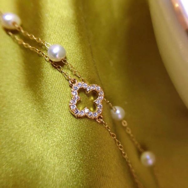clover 14k note gold chain 6mm simple style personalized freshwater pearl bracelet, Black
clover 14k note gold chain 6mm simple style personalized freshwater pearl bracelet, Black