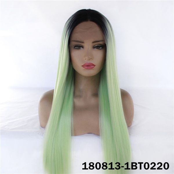 12~26 inches long synthetic lace front wigs silky straight green ombre color simulation human hair wig 180813-1bt0220, Black;brown
12~26 inches long synthetic lace front wigs silky straight green ombre color simulation human hair wig 180813-1bt0220, Black;brown