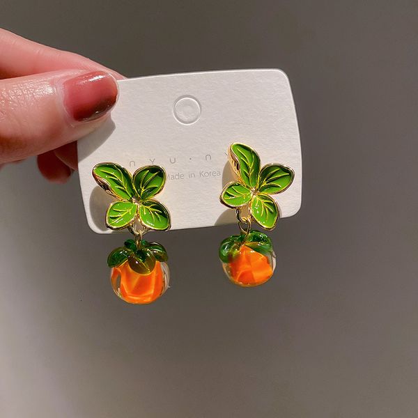 925 silver needle persimmon ruyi fruit persimmon orange glass earrings fresh personality earrings simple forest earrings, Golden;silver
925 silver needle persimmon ruyi fruit persimmon orange glass earrings fresh personality earrings simple forest earrings, Golden;silver