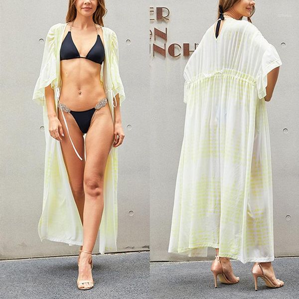 women's sun protection beach with waist string half ruffle sleeve cardigan long bikini cover up summer size h7j swimwear, White;black
women's sun protection beach with waist string half ruffle sleeve cardigan long bikini cover up summer size h7j swimwear, White;black