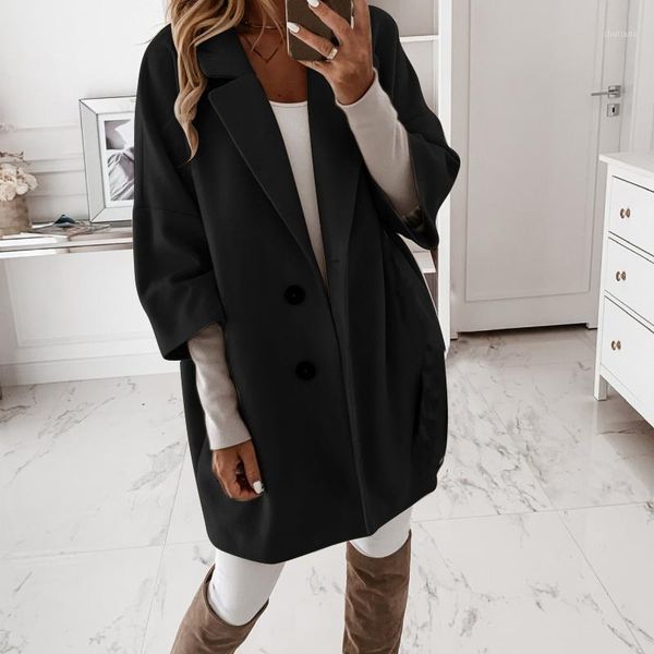 women's wool & blends women autumn loose imitate woolen coats winter casual three quarter sleeve single breasted coat outwear 2xl long, Black
women's wool & blends women autumn loose imitate woolen coats winter casual three quarter sleeve single breasted coat outwear 2xl long, Black