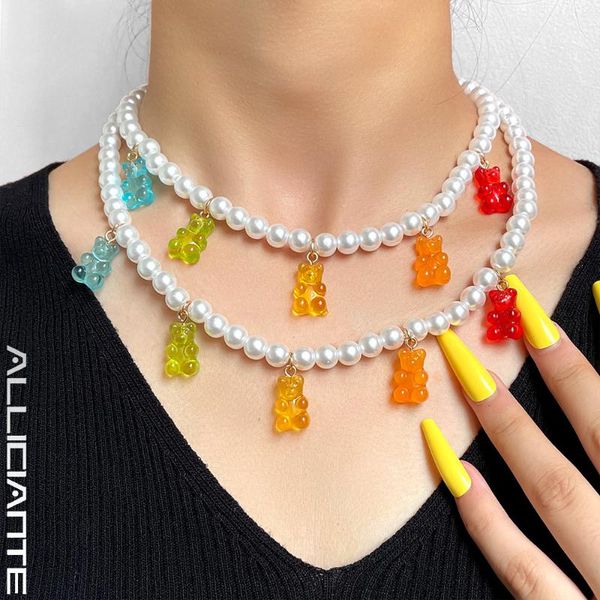 pendant necklaces trend cute candy jelly bear pearl beaded necklace for women white round choker resin cartoon y2k party jewelry, Silver
pendant necklaces trend cute candy jelly bear pearl beaded necklace for women white round choker resin cartoon y2k party jewelry, Silver