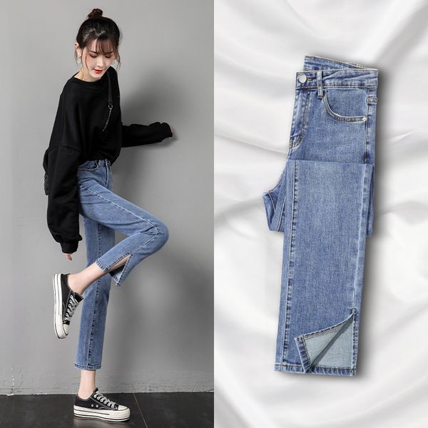 women's jeans split summer thin spring and autumn 2021 high waist slim nine point straight pipe pants, Blue
women's jeans split summer thin spring and autumn 2021 high waist slim nine point straight pipe pants, Blue