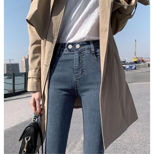 women's jeans zhoutaylor woman sweet ankle-length trousers femme button high waisted casual pants female autumn 2021, Blue
women's jeans zhoutaylor woman sweet ankle-length trousers femme button high waisted casual pants female autumn 2021, Blue