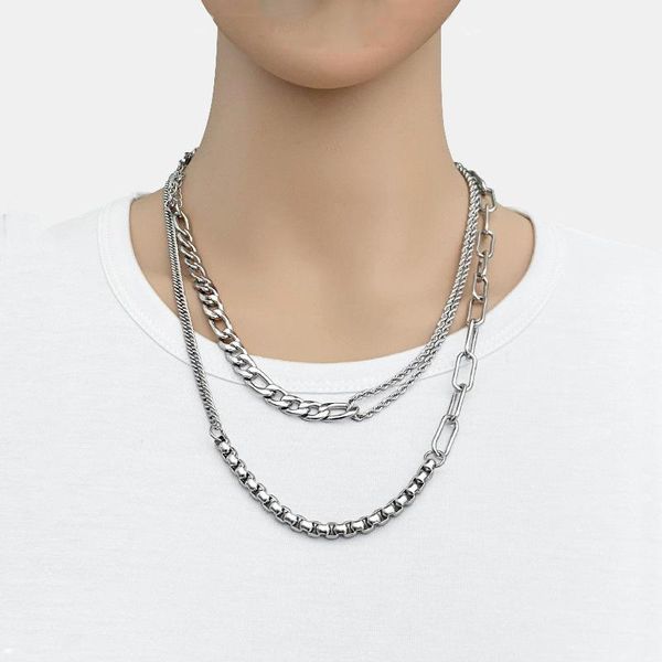 pendant necklaces fashion hip-hop stitching chain necklace men's student style thick wild, Silver
pendant necklaces fashion hip-hop stitching chain necklace men's student style thick wild, Silver