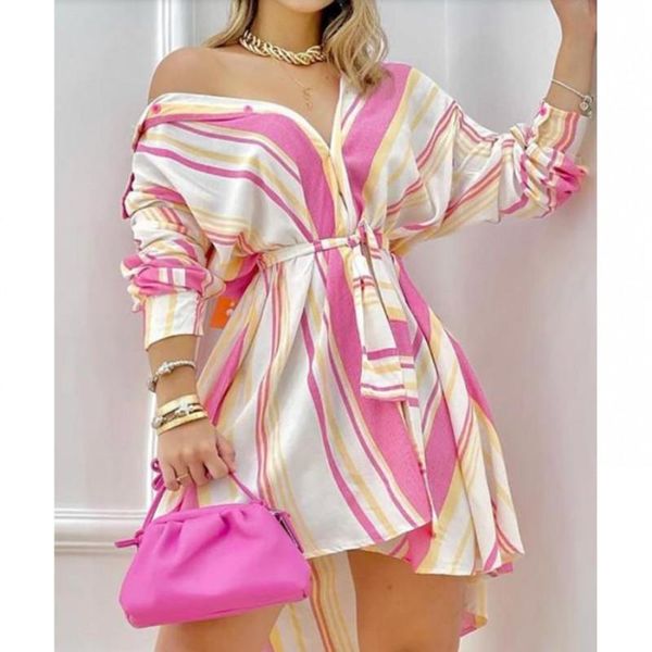 casual dresses long-sleeved shirt dress women's irregular striped loose slim short skirt 2021 fall european american clothing, Black;gray
casual dresses long-sleeved shirt dress women's irregular striped loose slim short skirt 2021 fall european american clothing, Black;gray